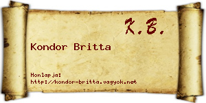 Kondor Britta névjegykártya
